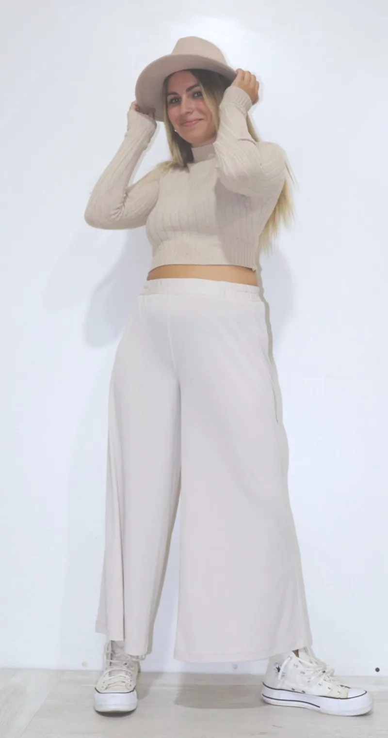 PANTALÓN PALAZZO BEIGE