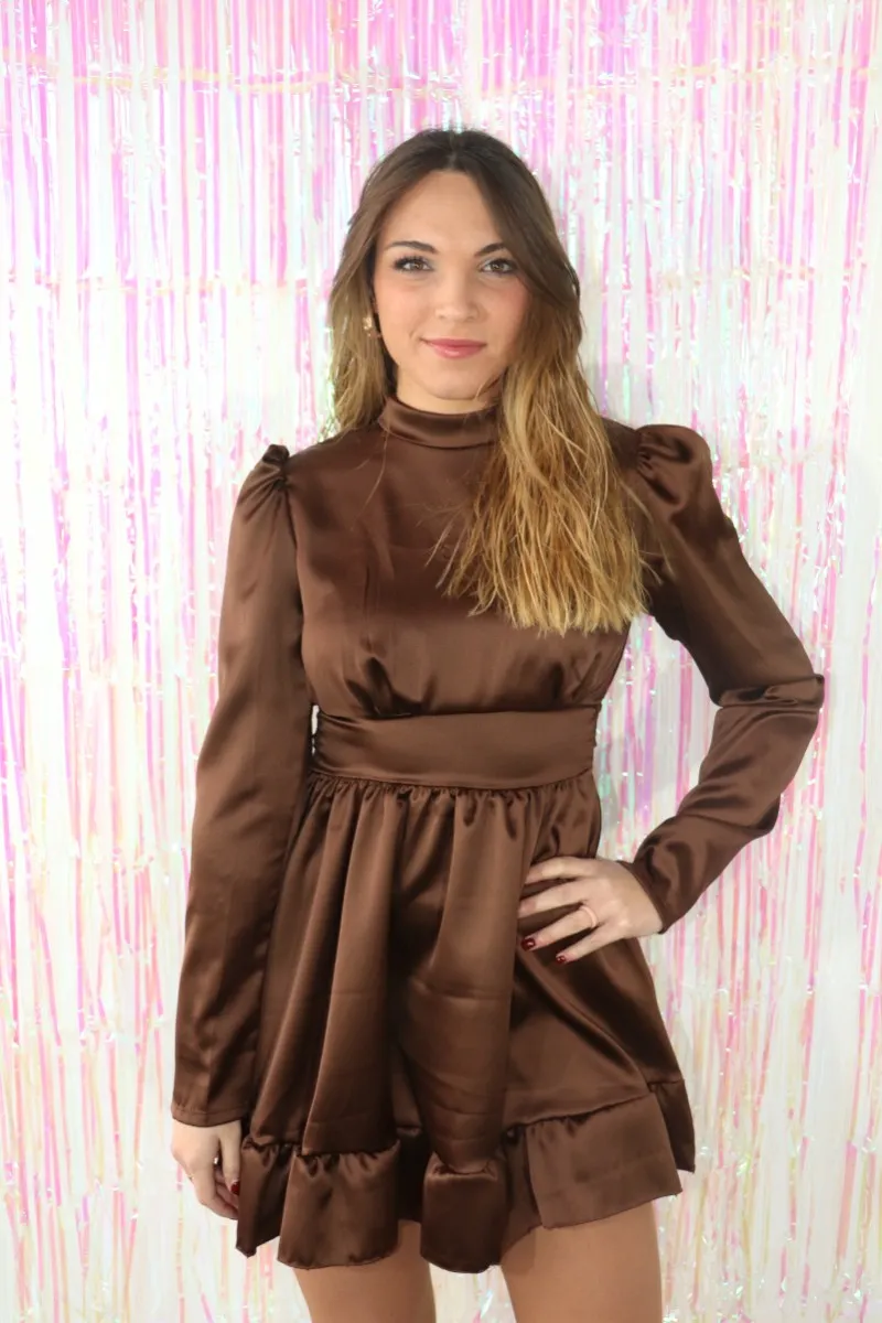 VESTIDO RASO CHOCOLATE