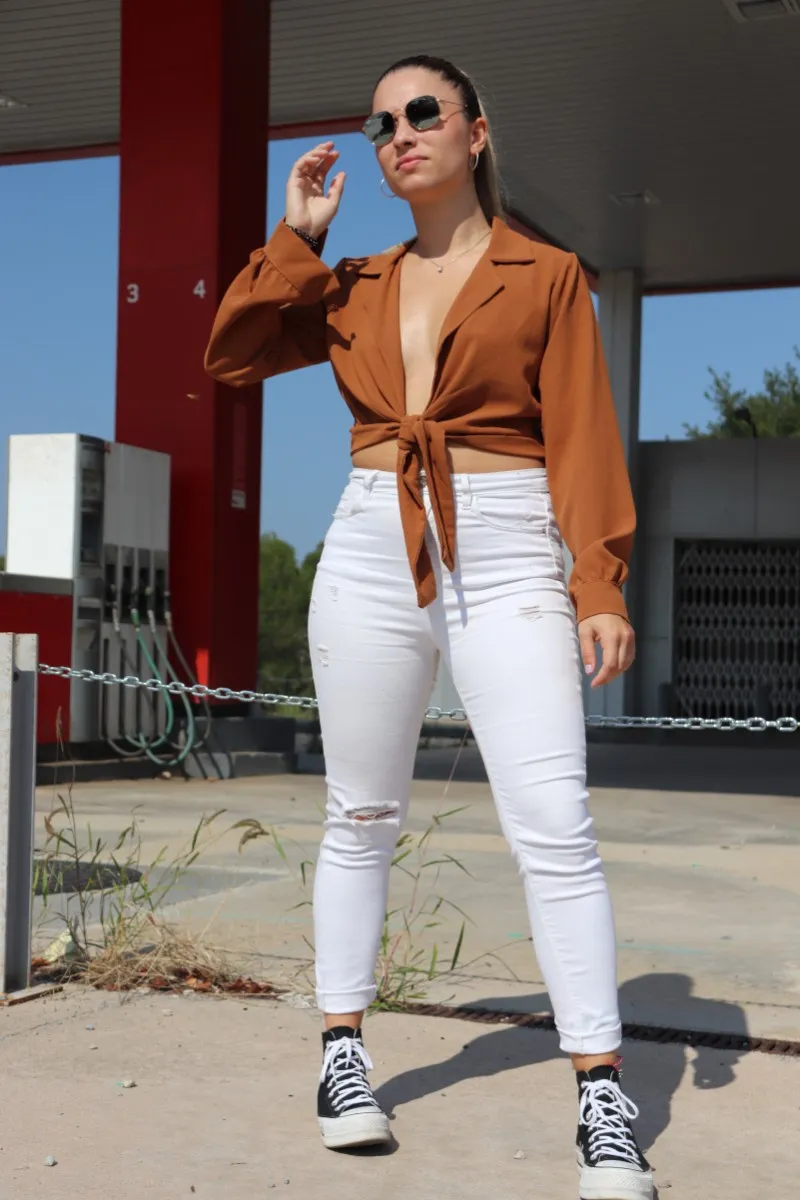 BLUSA LAZO CAMEL